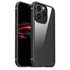 For iPhone 13 MG Series Carbon Fiber TPU + Clear PC Four-corner Airbag Shockproof Case Pro(Black) - 1