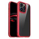 For iPhone 13 MG Series Carbon Fiber TPU + Clear PC Four-corner Airbag Shockproof Case Pro(Red) - 1