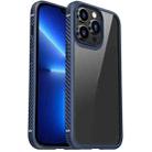 For iPhone 13 Pro Max MG Series Carbon Fiber TPU + Clear PC Four-corner Airbag Shockproof Case (Blue) - 1