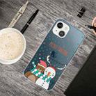 For iPhone 13 Christmas Series Transparent TPU Protective Case(Take Picture Bear Snowman) - 1