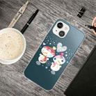 For iPhone 13 Christmas Series Transparent TPU Protective Case(Couple Snowman) - 1