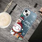 For iPhone 13 Christmas Series Transparent TPU Protective Case(Cute Penguin Snowman) - 1