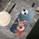 For iPhone 13 mini Christmas Series Transparent TPU Protective Case (Smiley Deer) - 1