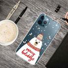 For iPhone 13 Pro Christmas Series Transparent TPU Protective Case (Scarf White Bear) - 1