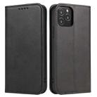 For iPhone 12 mini Calf Texture Magnetic Horizontal Flip Leather Case with Holder & Card Slots & Wallet (Black) - 1