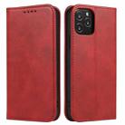 For iPhone 12 mini Calf Texture Magnetic Horizontal Flip Leather Case with Holder & Card Slots & Wallet (Red) - 1
