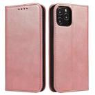 Calf Texture Magnetic Horizontal Flip Leather Case with Holder & Card Slots & Wallet For iPhone 12 / 12 Pro(Pink) - 1