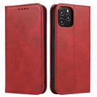 For iPhone 12 / 12 Pro Calf Texture Magnetic Horizontal Flip Leather Case with Holder & Card Slots & Wallet(Red) - 1