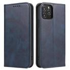 For iPhone 12 / 12 Pro Calf Texture Magnetic Horizontal Flip Leather Case with Holder & Card Slots & Wallet(Blue) - 1