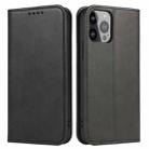 For iPhone 12 Pro Max Calf Texture Magnetic Horizontal Flip Leather Case with Holder & Card Slots & Wallet(Black) - 1