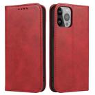 For iPhone 12 Pro Max Calf Texture Magnetic Horizontal Flip Leather Case with Holder & Card Slots & Wallet(Red) - 1