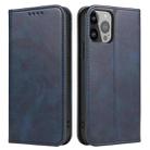 For iPhone 12 Pro Max Calf Texture Magnetic Horizontal Flip Leather Case with Holder & Card Slots & Wallet(Blue) - 1