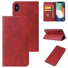 For iPhone X / XS Calf Texture Magnetic Horizontal Flip Leather Case with Holder & Card Slots & Wallet(Red) - 1