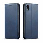 For iPhone XR Calf Texture Magnetic Horizontal Flip Leather Case with Holder & Card Slots & Wallet(Blue) - 1
