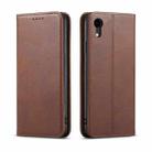 For iPhone XR Calf Texture Magnetic Horizontal Flip Leather Case with Holder & Card Slots & Wallet(Brown) - 1