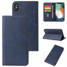 For iPhone XS Max Calf Texture Magnetic Horizontal Flip Leather Case with Holder & Card Slots & Wallet(Blue) - 1