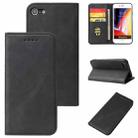 For iPhone SE 2022 / SE 2020 / 8 / 7 Calf Texture Magnetic Horizontal Flip Leather Case with Holder & Card Slots & Wallet(Black) - 1