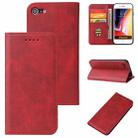 For iPhone SE 2022 / SE 2020 / 8 / 7 Calf Texture Magnetic Horizontal Flip Leather Case with Holder & Card Slots & Wallet(Red) - 1