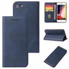 For iPhone SE 2022 / SE 2020 / 8 / 7 Calf Texture Magnetic Horizontal Flip Leather Case with Holder & Card Slots & Wallet(Blue) - 1
