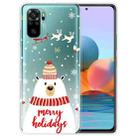 For Xiaomi Redmi Note 10 4G Christmas Series Transparent TPU Protective Case(Hat White Bear) - 1