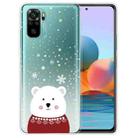 For Xiaomi Redmi Note 10 4G Christmas Series Transparent TPU Protective Case(Fat Bear in Red) - 1