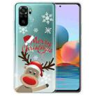 For Xiaomi Redmi Note 10 4G Christmas Series Transparent TPU Protective Case(Deer Says Hello) - 1
