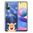 For Xiaomi Redmi Note 10 5G Christmas Series Transparent TPU Protective Case(Raise Hand Deer) - 1
