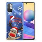 For Xiaomi Redmi Note 10 5G Christmas Series Transparent TPU Protective Case(Deer Says Hello) - 1