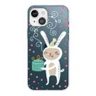 For iPhone 13 mini Christmas Series Transparent TPU Protective Case (Gift Rabbit) - 1