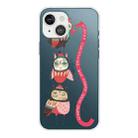 For iPhone 13 mini Christmas Series Transparent TPU Protective Case (Red Belt Bird) - 1