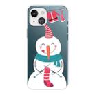 For iPhone 13 mini Christmas Series Transparent TPU Protective Case (Socks Snowman) - 1
