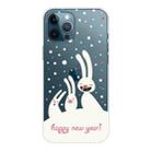 For iPhone 13 Pro Christmas Series Transparent TPU Protective Case (Three White Rabbits) - 1