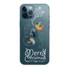 For iPhone 13 Pro Christmas Series Transparent TPU Protective Case (Skiing Bird) - 1