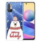For Xiaomi Redmi Note 10 5G Christmas Series Transparent TPU Protective Case(Scarf White Bear) - 1