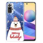 For Xiaomi Redmi Note 10 Pro 4G Christmas Series Transparent TPU Protective Case(Scarf White Bear) - 1