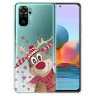 For Xiaomi Redmi Note 10 4G Christmas Series Transparent TPU Protective Case(Smiley Deer) - 1