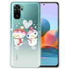 For Xiaomi Redmi Note 10 4G Christmas Series Transparent TPU Protective Case(Couple Snowman) - 1