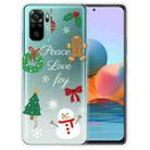 For Xiaomi Redmi Note 10 4G Christmas Series Transparent TPU Protective Case(Simple Snowman) - 1