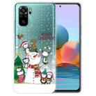 For Xiaomi Redmi Note 10 4G Christmas Series Transparent TPU Protective Case(Penguin Family) - 1