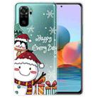 For Xiaomi Redmi Note 10 4G Christmas Series Transparent TPU Protective Case(Cute Penguin Snowman) - 1