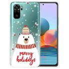 For Xiaomi Redmi Note 10 4G Christmas Series Transparent TPU Protective Case(Scarf White Bear) - 1
