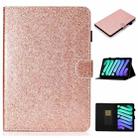 For iPad mini 6 Glossy Glitter Powder Horizontal Flip Leather Tablet Case with Holder & Card Slot & Sleep / Wake-up Function(Rose Gold) - 1