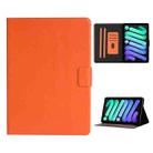 For iPad mini 6 Pure Color Horizontal Flip Leather Tablet Case with Card Slots & Holder & Sleep / Wake-up Function(Orange) - 1