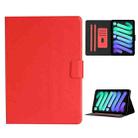 For iPad mini 6 Pure Color Horizontal Flip Leather Tablet Case with Card Slots & Holder & Sleep / Wake-up Function(Red) - 1