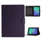 For iPad mini 6 Pure Color Horizontal Flip Leather Tablet Case with Card Slots & Holder & Sleep / Wake-up Function(Purple) - 1