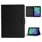 For iPad mini 6 Pure Color Horizontal Flip Leather Tablet Case with Card Slots & Holder & Sleep / Wake-up Function(Black) - 1