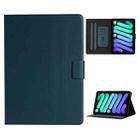 For iPad mini 2024 / mini 6 Pure Color Horizontal Flip Leather Tablet Case with Card Slots & Holder & Sleep / Wake-up Function(Dark Green) - 1