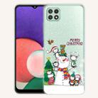 For Samsung Galaxy A22 5G Christmas Series Transparent TPU Protective Case(Penguin Family) - 1