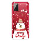 For Samsung Galaxy A02s EU Edition Christmas Series Transparent TPU Protective Case(Hat White Bear) - 1