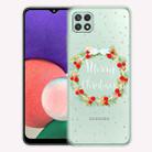 For Samsung Galaxy A22 5G Christmas Series Transparent TPU Protective Case(Vintage Wreath) - 1